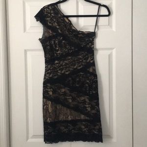 bebe Black and Tan lace dress.